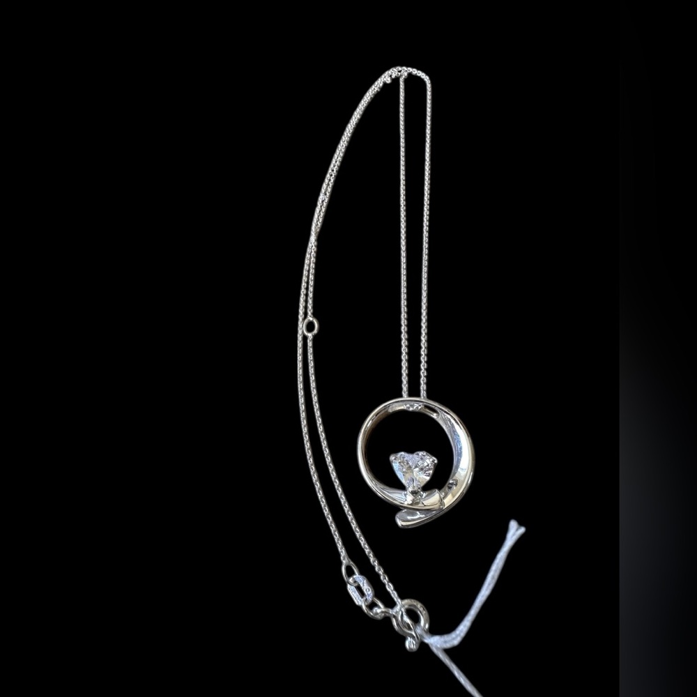 925 LA Sterling Silver Heart Swirl withβ Stone Pendant Necklace
